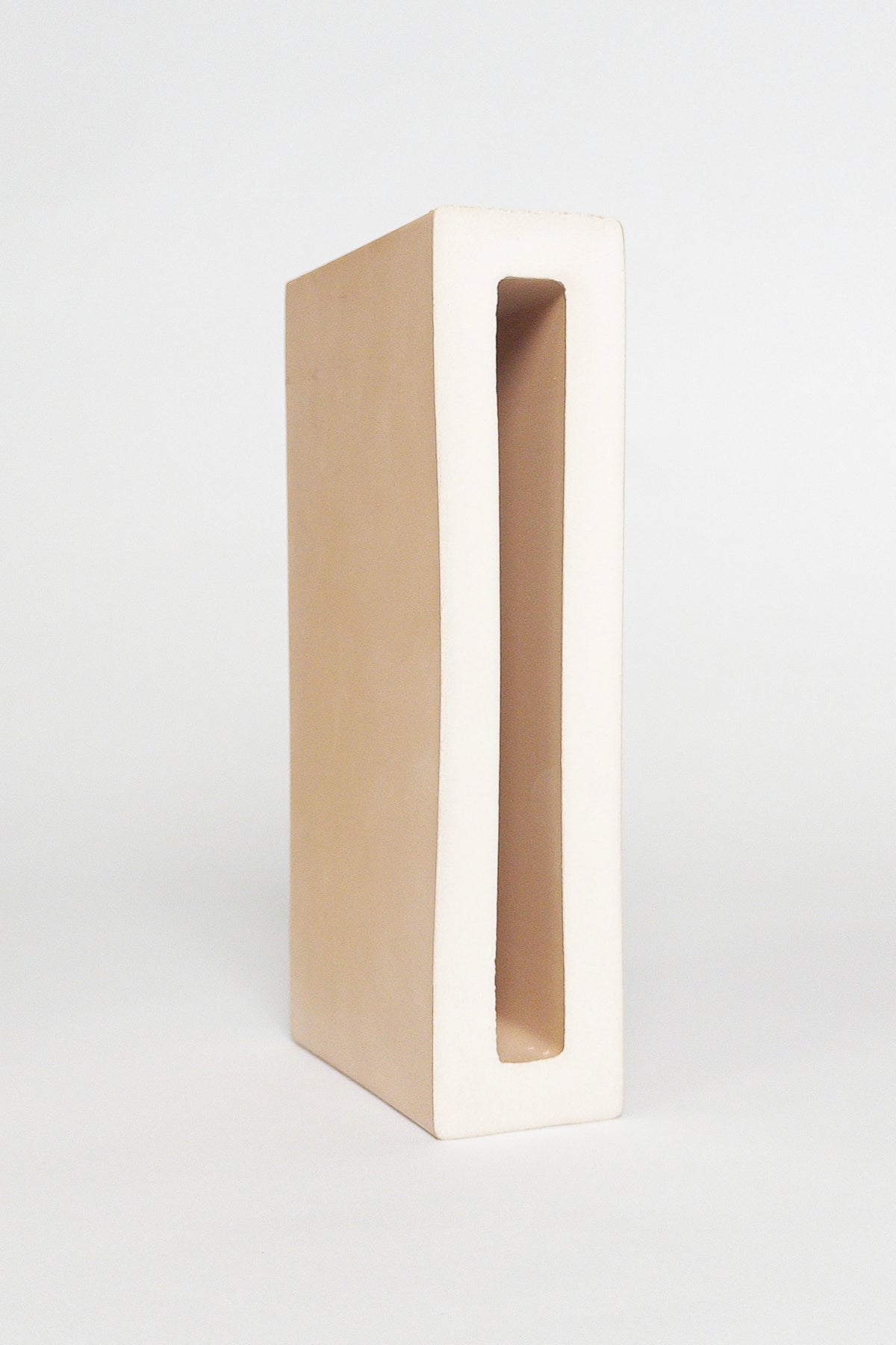 Breezy Chalk 2x8x4 slim ceramic breeze block with a matte white interior and natural clay exterior