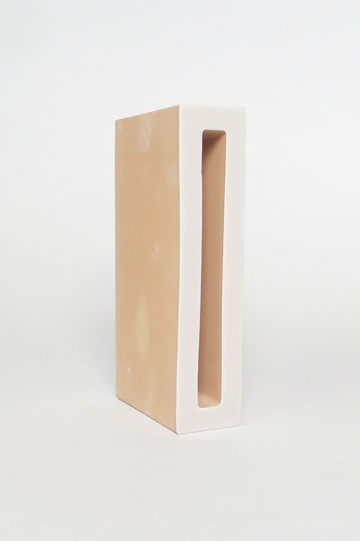Breezy Grey 2x8x4 slim ceramic breeze block with a matte grey interior and natural clay exterior
