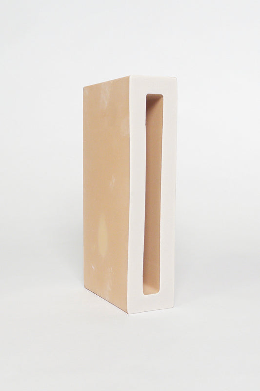 Breezy Grey 2x8x4 slim ceramic breeze block with a matte grey interior and natural clay exterior