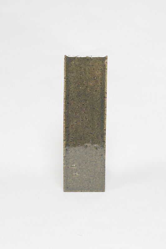 Artisan Topiary Green dark earthy green thin brick tile with a glossy glaze